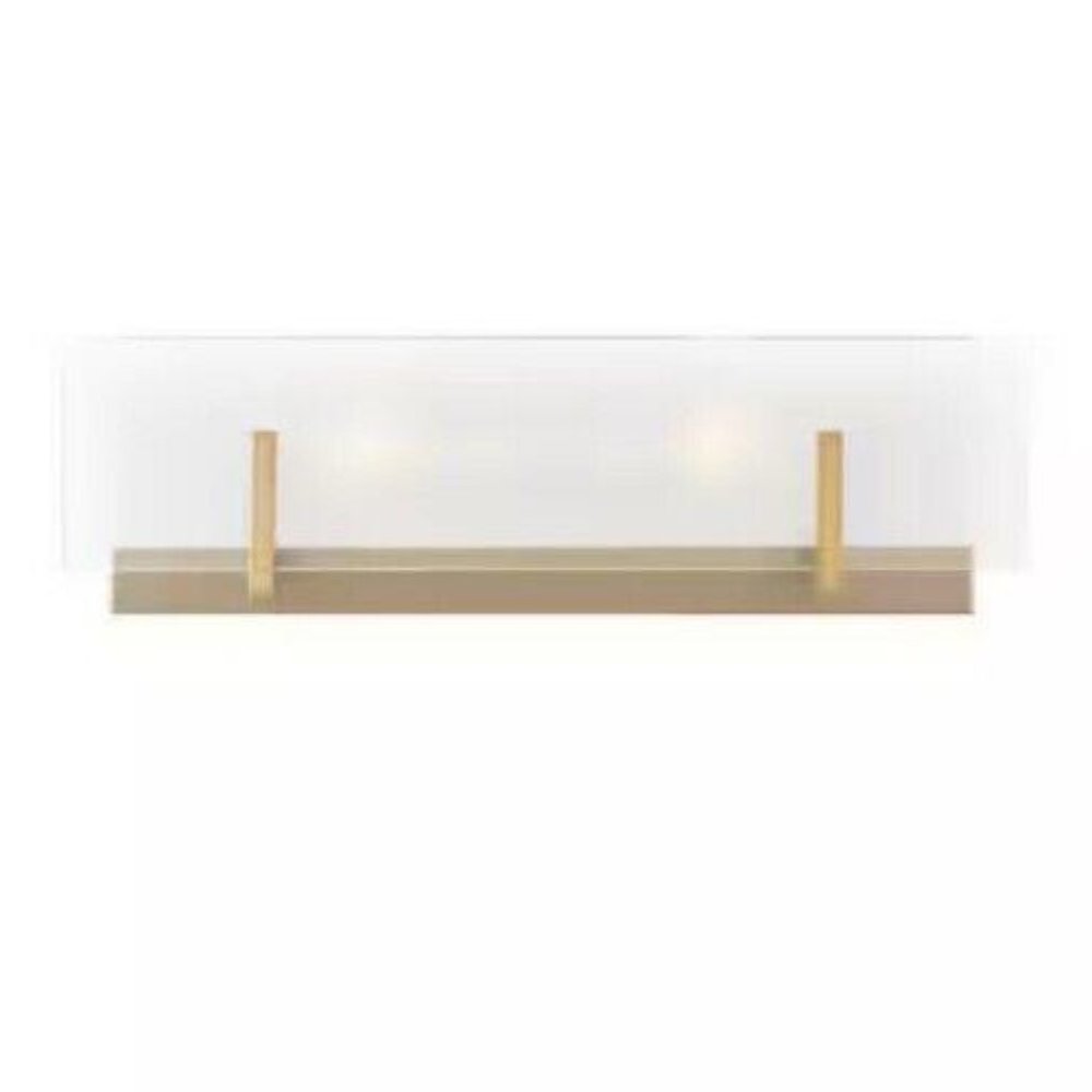 Syll 18" 2lgt Satin Brass Vanity Lgt w Clear Etched Glass Shade